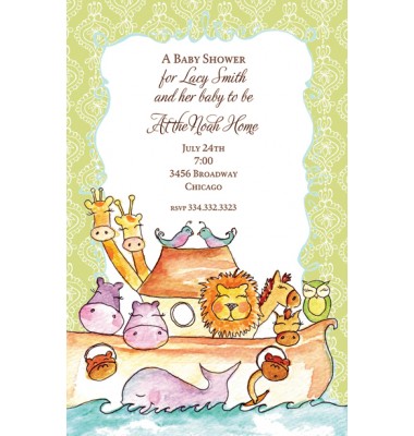 Baby Shower Invitations, Noah's Ark Invitation, Bella Ink